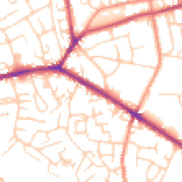 Daytime road noise heatmap for WF13 4BD