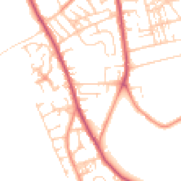 Daytime road noise heatmap for WF13 4EY