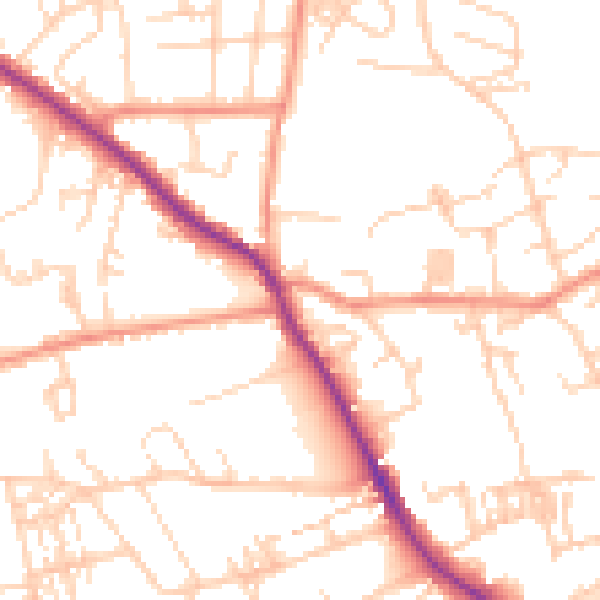 Daytime road noise heatmap for WF13 4JH