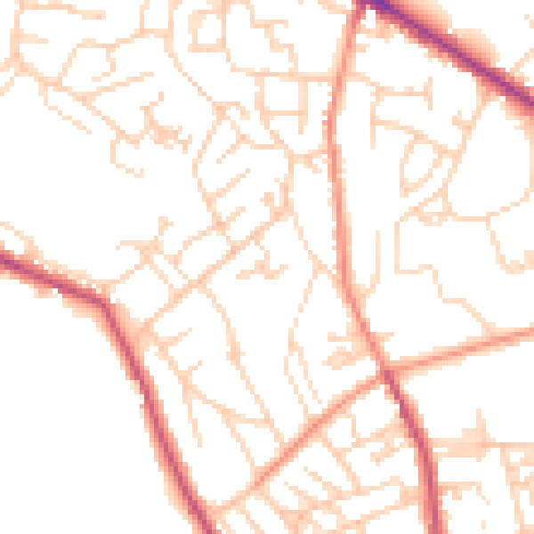 Daytime road noise heatmap for WF13 4NJ
