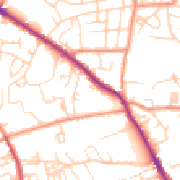 Daytime road noise heatmap for WF13 4SH