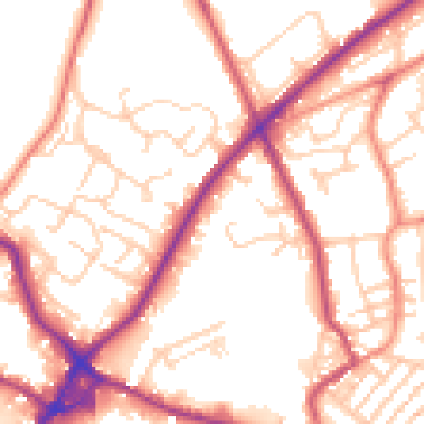 Daytime road noise heatmap for WF15 6AA