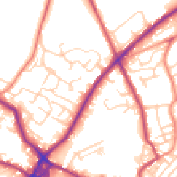 Daytime road noise heatmap for WF15 6AB