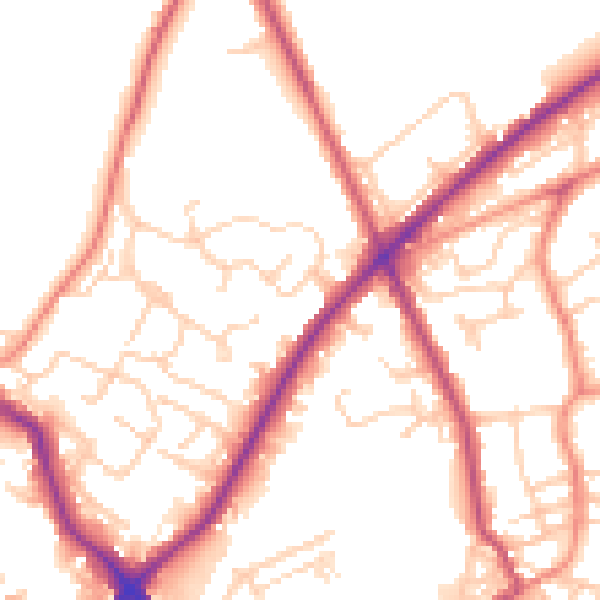 Daytime road noise heatmap for WF15 6AE