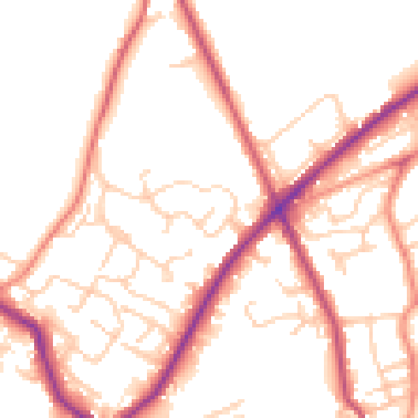Daytime road noise heatmap for WF15 6AG