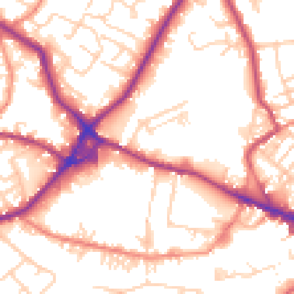 Daytime road noise heatmap for WF15 6AU