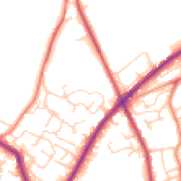 Daytime road noise heatmap for WF15 6AW