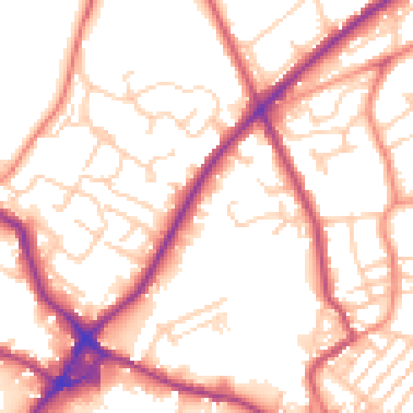 Daytime road noise heatmap for WF15 6AX
