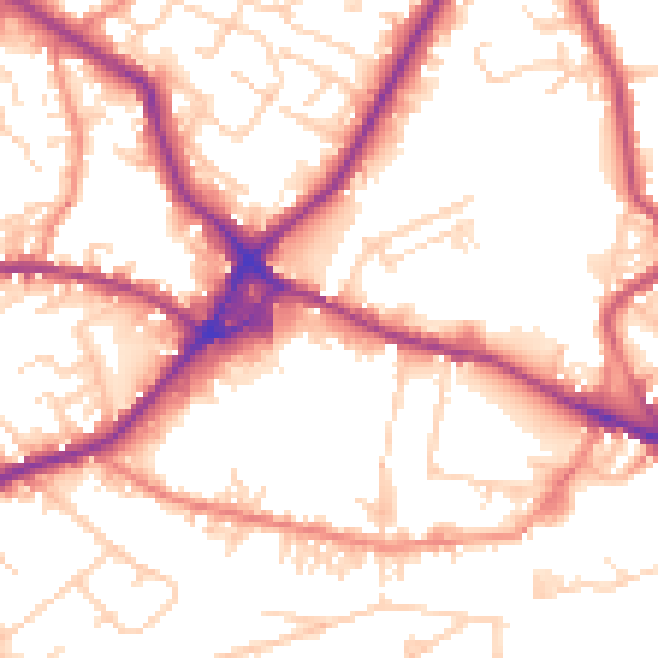 Daytime road noise heatmap for WF15 6BH