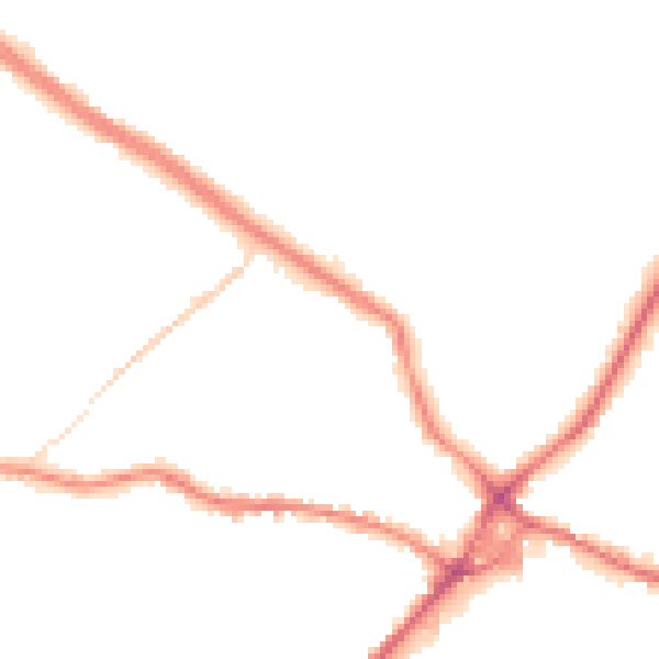 Night-time road noise heatmap for WF15 6DF