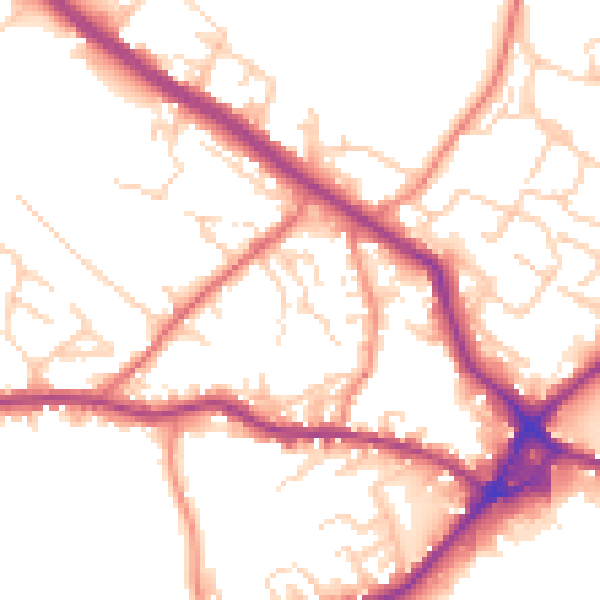 Daytime road noise heatmap for WF15 6DG