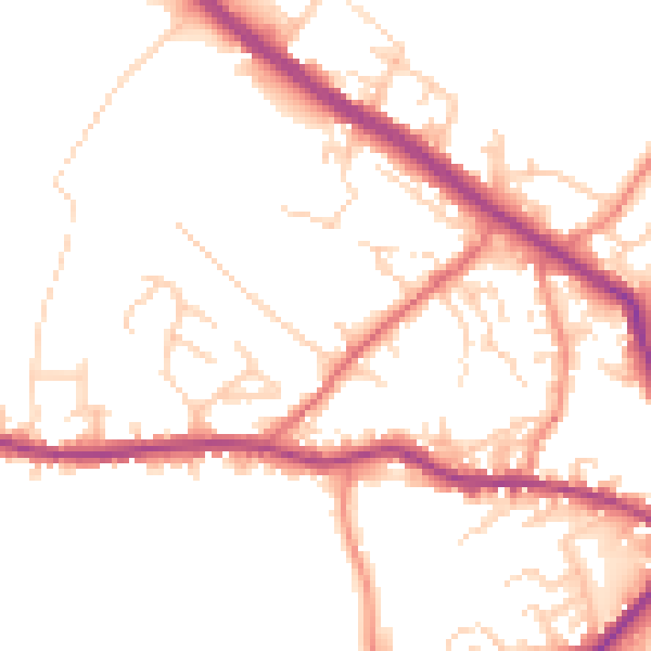 Daytime road noise heatmap for WF15 6DY