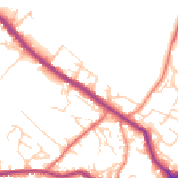 Daytime road noise heatmap for WF15 6EH