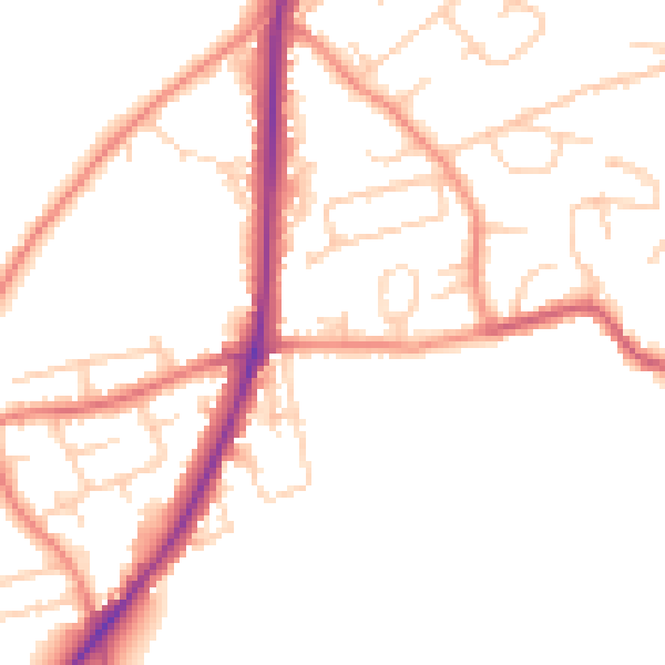 Daytime road noise heatmap for WF15 7AA