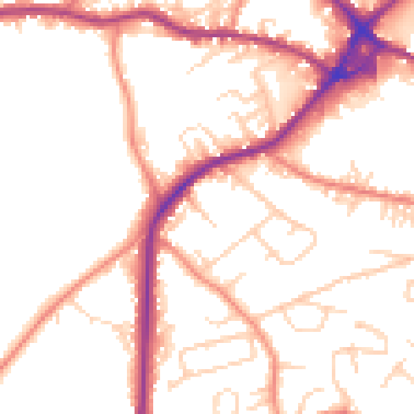 Daytime road noise heatmap for WF15 7DG
