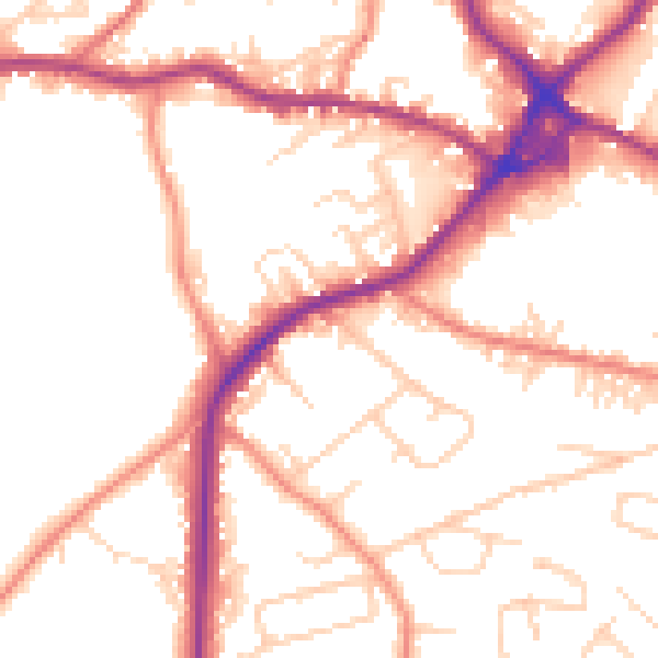 Daytime road noise heatmap for WF15 7DH