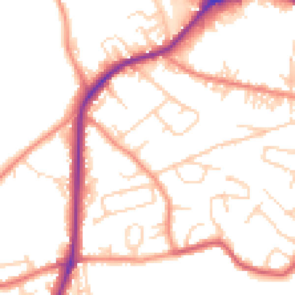 Daytime road noise heatmap for WF15 7DR