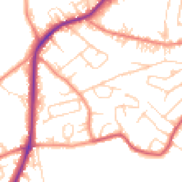 Daytime road noise heatmap for WF15 7DT