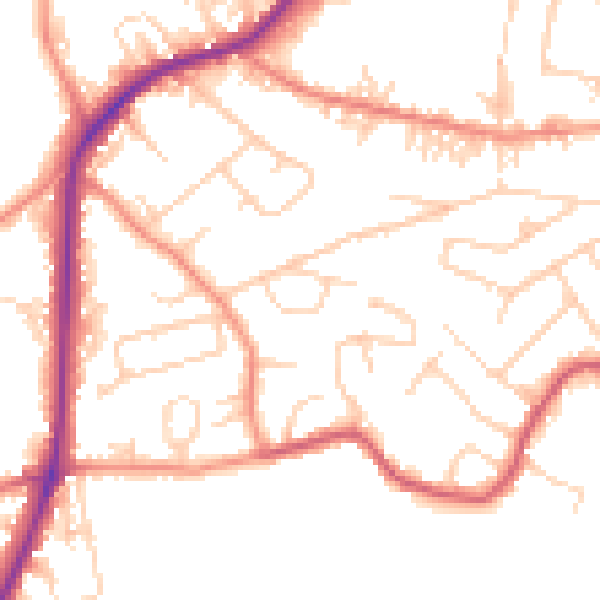 Daytime road noise heatmap for WF15 7DU