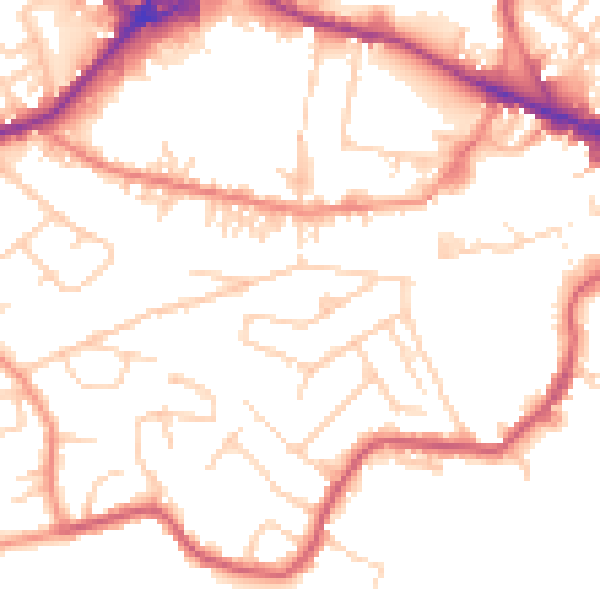 Daytime road noise heatmap for WF15 7EB