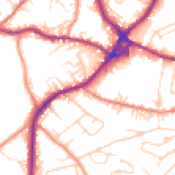 Daytime road noise heatmap for WF15 7HN