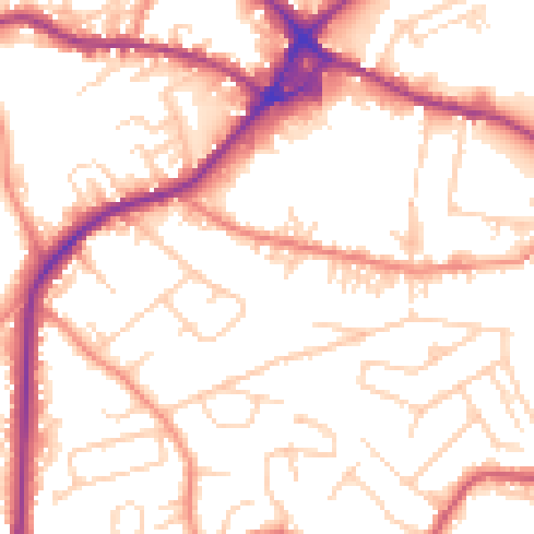 Daytime road noise heatmap for WF15 7HS