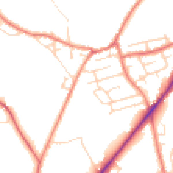 Daytime road noise heatmap for WF15 7LH