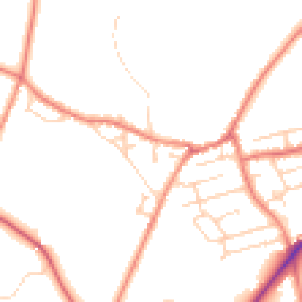 Daytime road noise heatmap for WF15 7NA