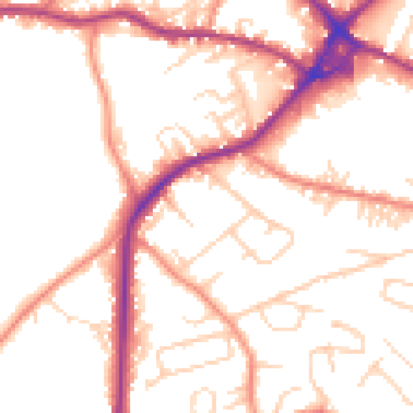 Daytime road noise heatmap for WF15 7SZ