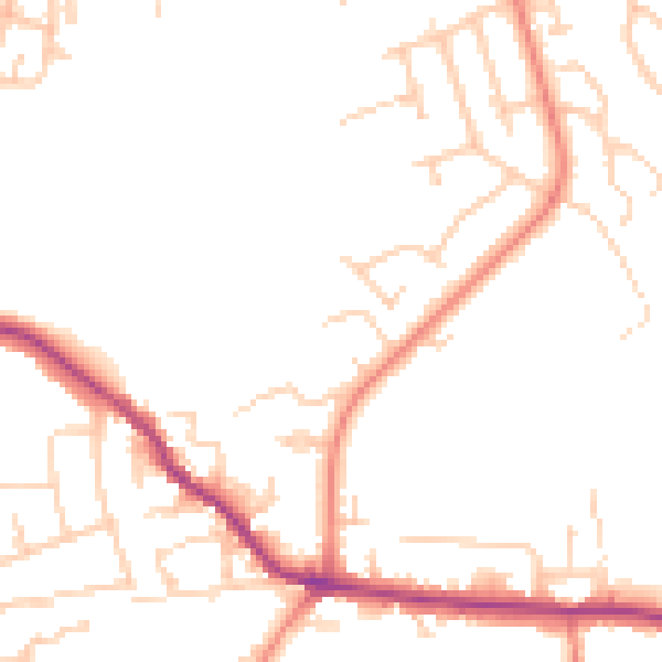 Daytime road noise heatmap for WF15 8BY