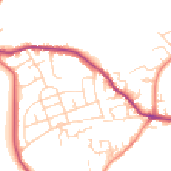 Daytime road noise heatmap for WF15 8LL