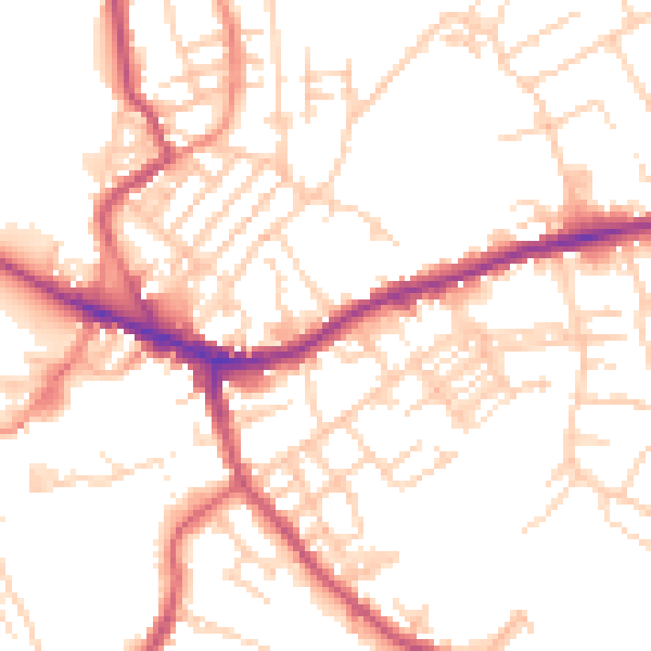 Daytime road noise heatmap for WF16 0AB
