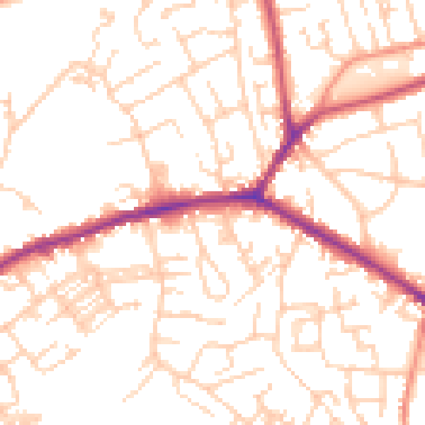 Daytime road noise heatmap for WF16 0AG