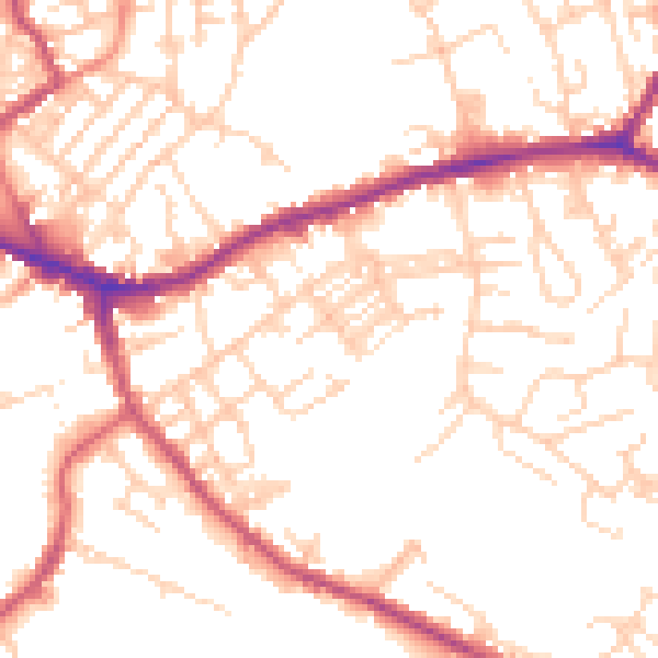 Daytime road noise heatmap for WF16 0AY