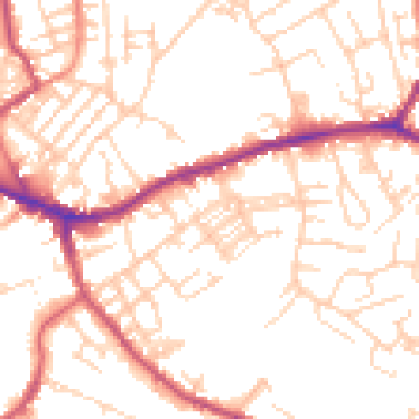 Daytime road noise heatmap for WF16 0AZ