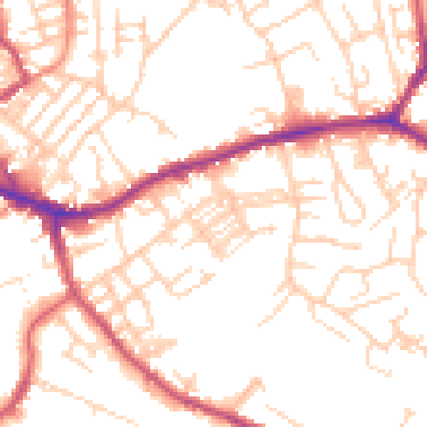 Daytime road noise heatmap for WF16 0BA