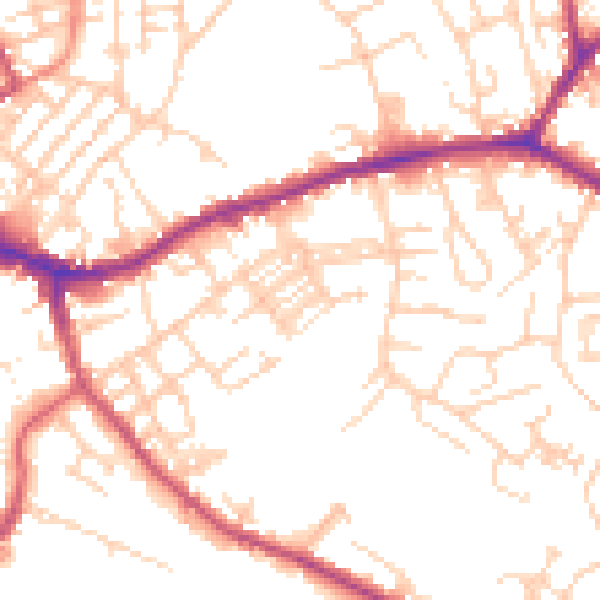 Daytime road noise heatmap for WF16 0BD