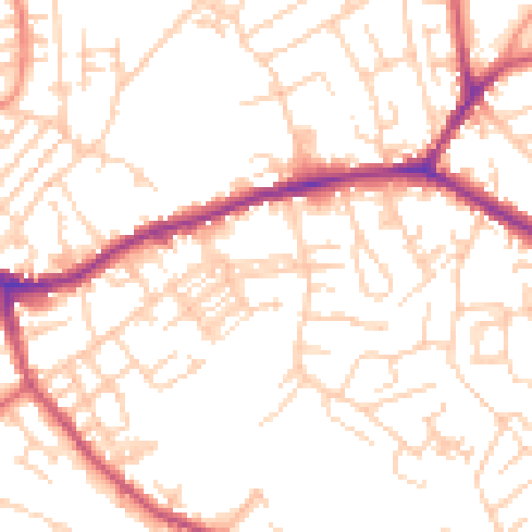 Daytime road noise heatmap for WF16 0BE