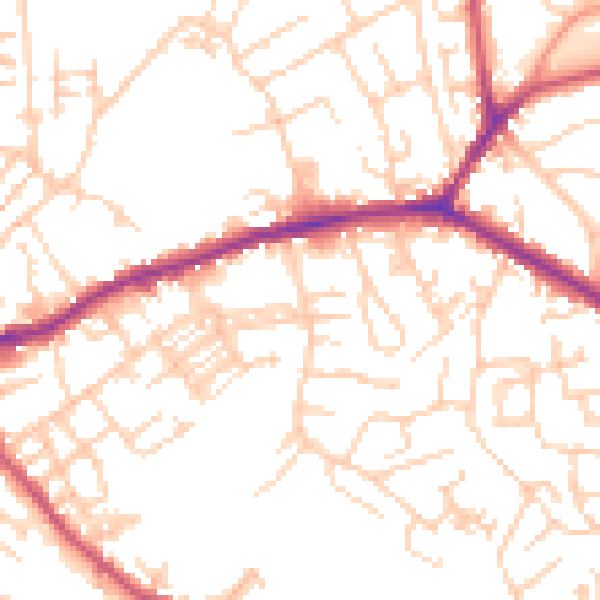 Daytime road noise heatmap for WF16 0BG