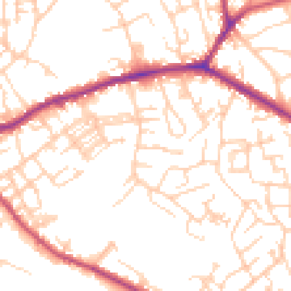 Daytime road noise heatmap for WF16 0BJ