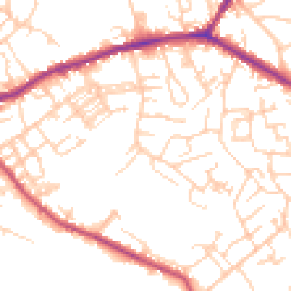 Daytime road noise heatmap for WF16 0BN