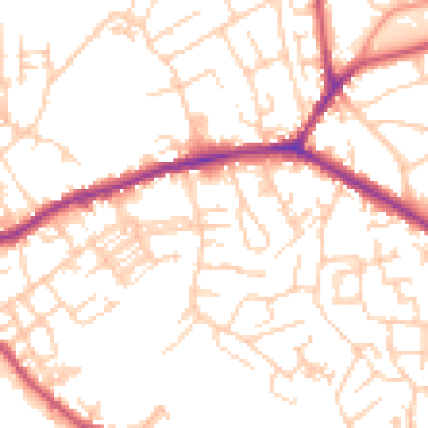 Daytime road noise heatmap for WF16 0BQ