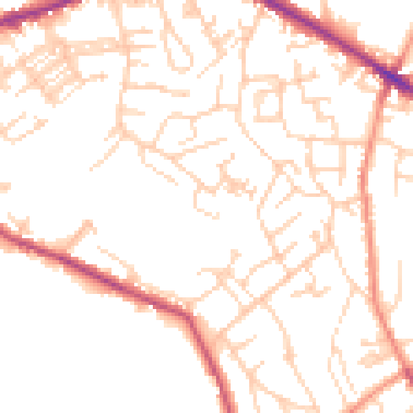 Daytime road noise heatmap for WF16 0BT