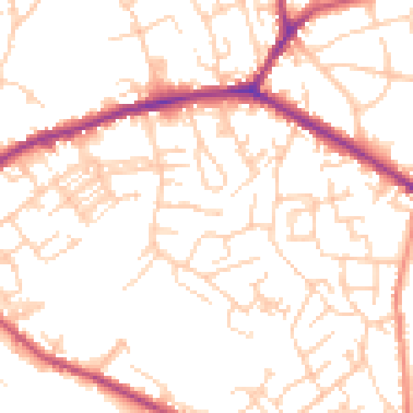 Daytime road noise heatmap for WF16 0BU
