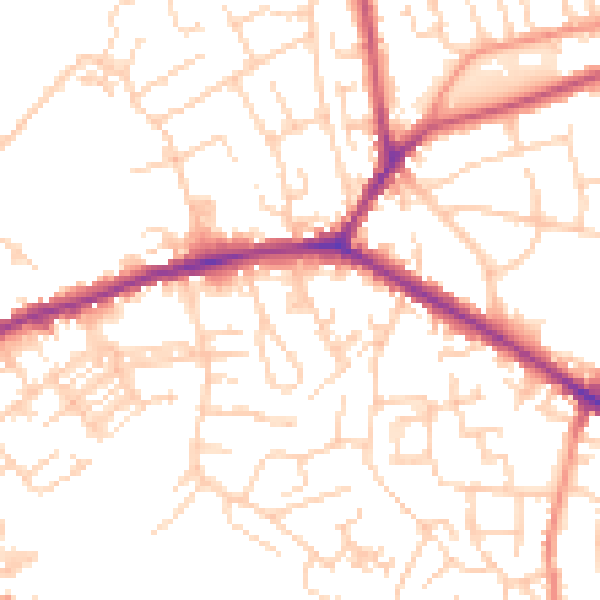 Daytime road noise heatmap for WF16 0BY