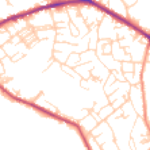 Daytime road noise heatmap for WF16 0DA