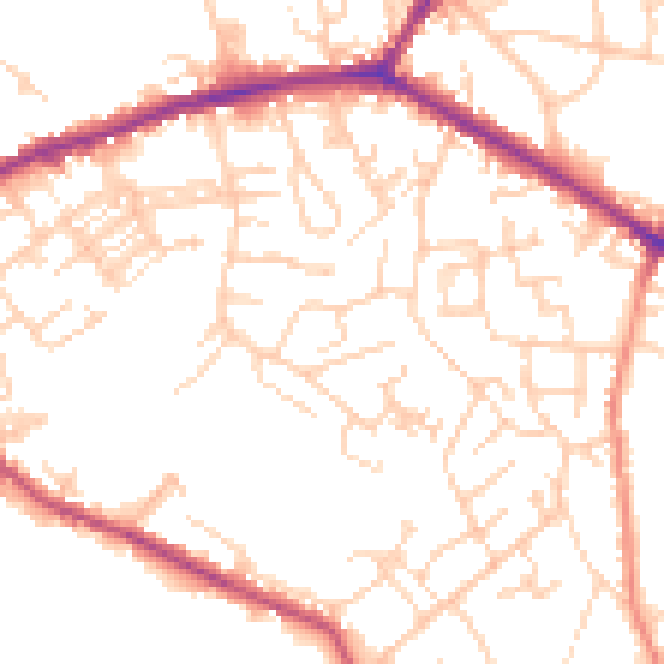 Daytime road noise heatmap for WF16 0DD