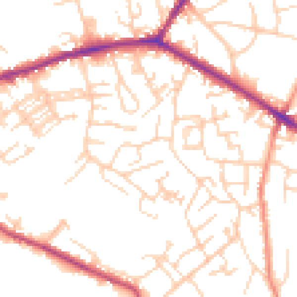 Daytime road noise heatmap for WF16 0DE