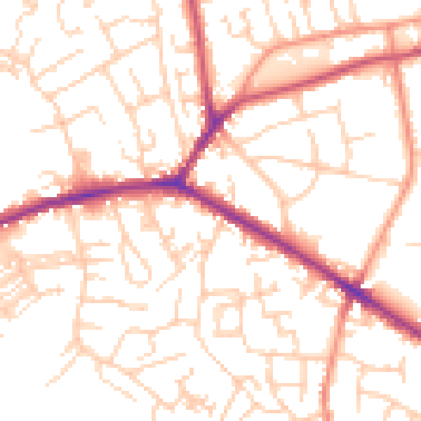 Daytime road noise heatmap for WF16 0DR