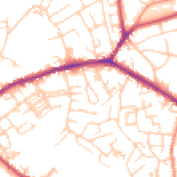Daytime road noise heatmap for WF16 0ED